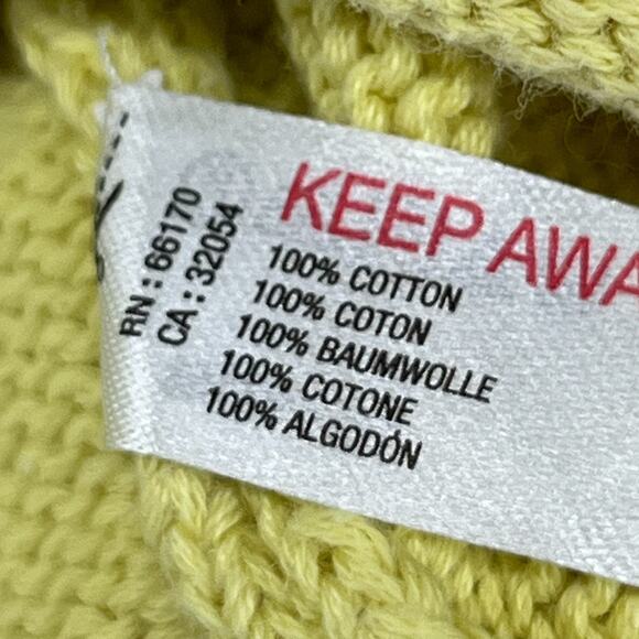 FP BEACH Sweater L FREE PEOPLE Ribbed Boxy Cuff Short Sleeve Cotton Yellow - Picture 10 of 14